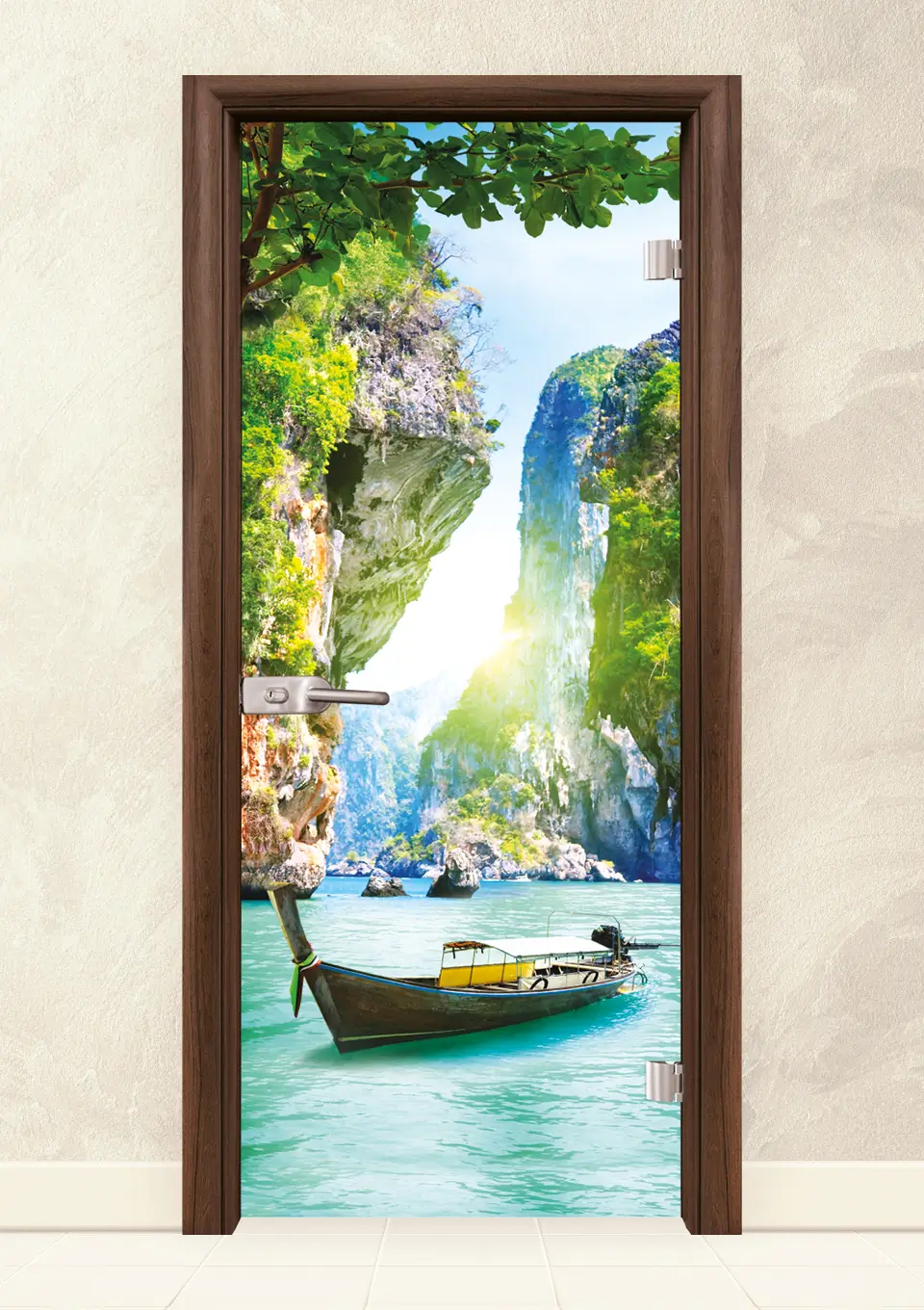 Стъклена врата серия Print G 13-15, Орех